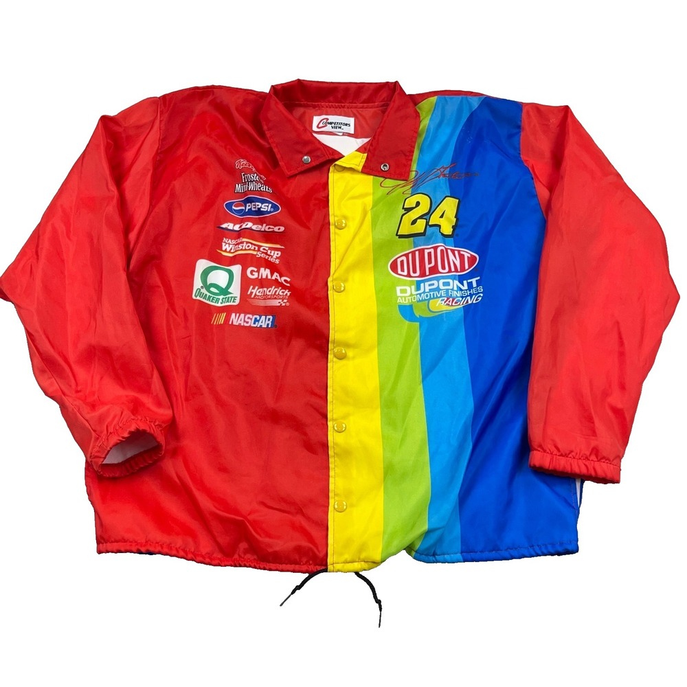 Vintage Jeff Gordon Jacket Men XL 90s Y2K Satin Windbreaker Lightweight Dupont